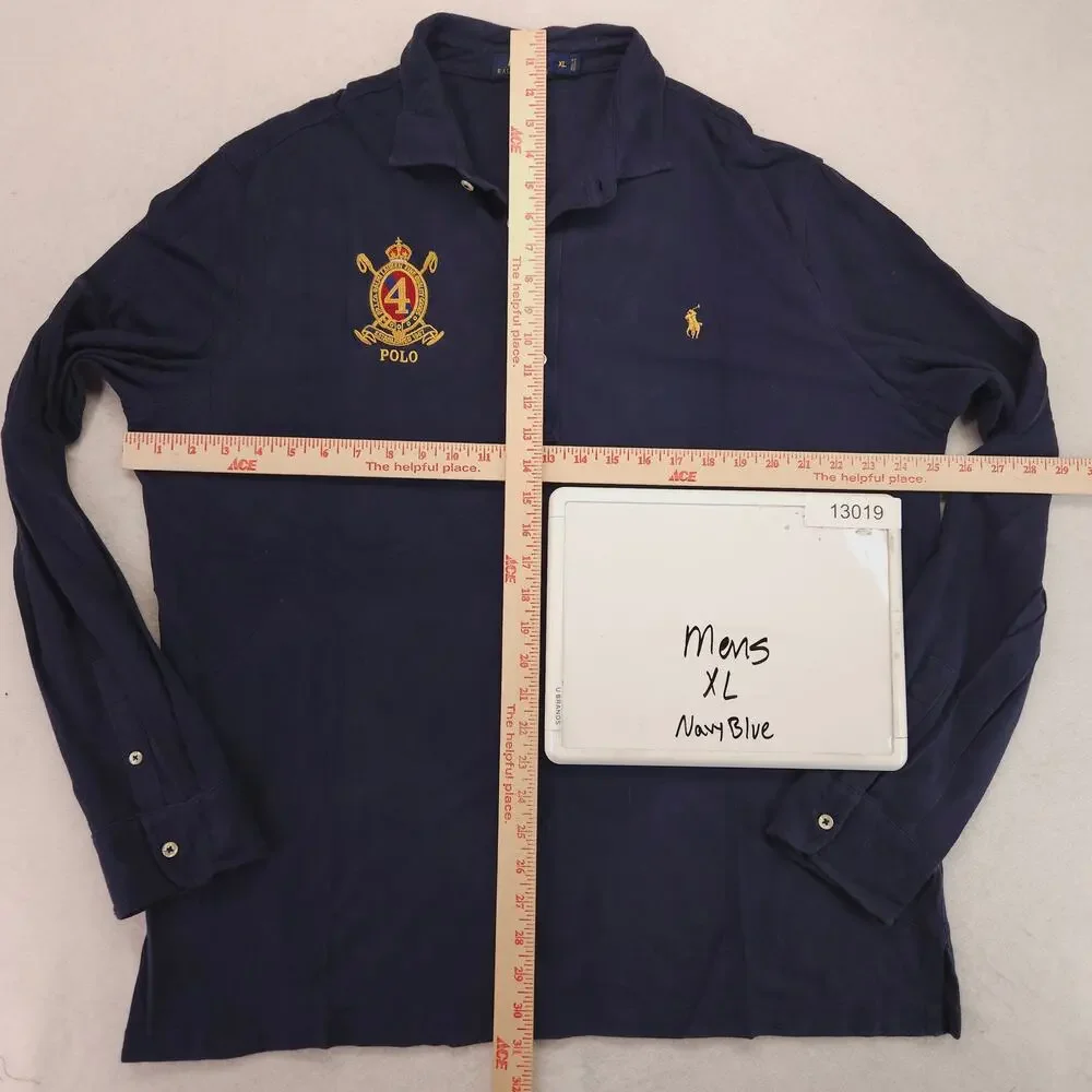 Regal Polo by Ralph Lauren Navy Embroidered Crest Long-Sleeve Polo Shirt
